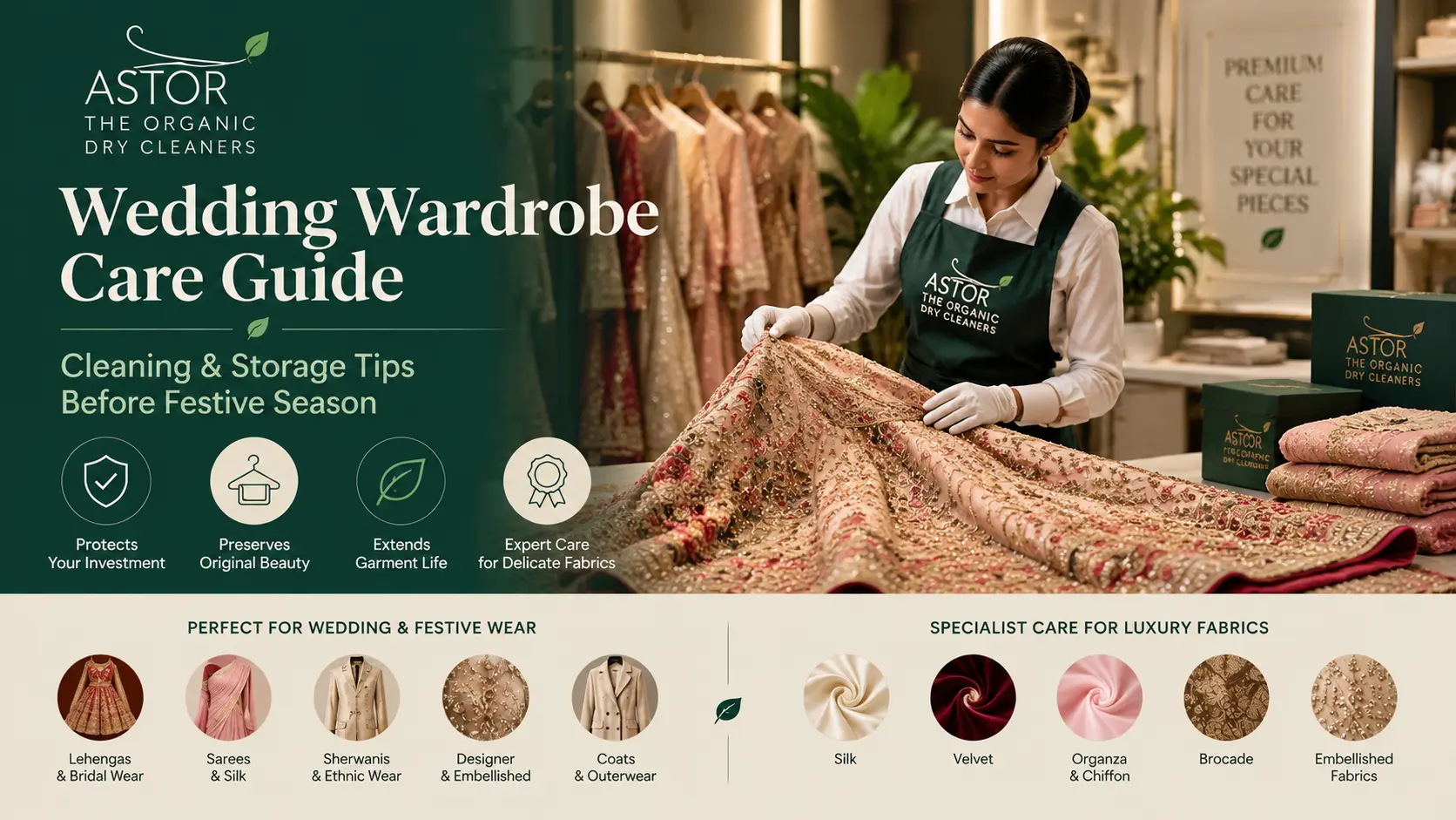 Wedding wardrobe care guide — cleaning and storage tips before festive season from Astor Drycleaners